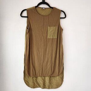 COS Silk Tank Top Blouse Olive Green Shirt Lagenlook Women's S